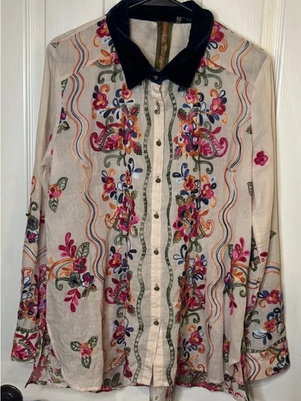 Aratta Shana Embroidered Button-Down Blouse - Picture 1 of 4